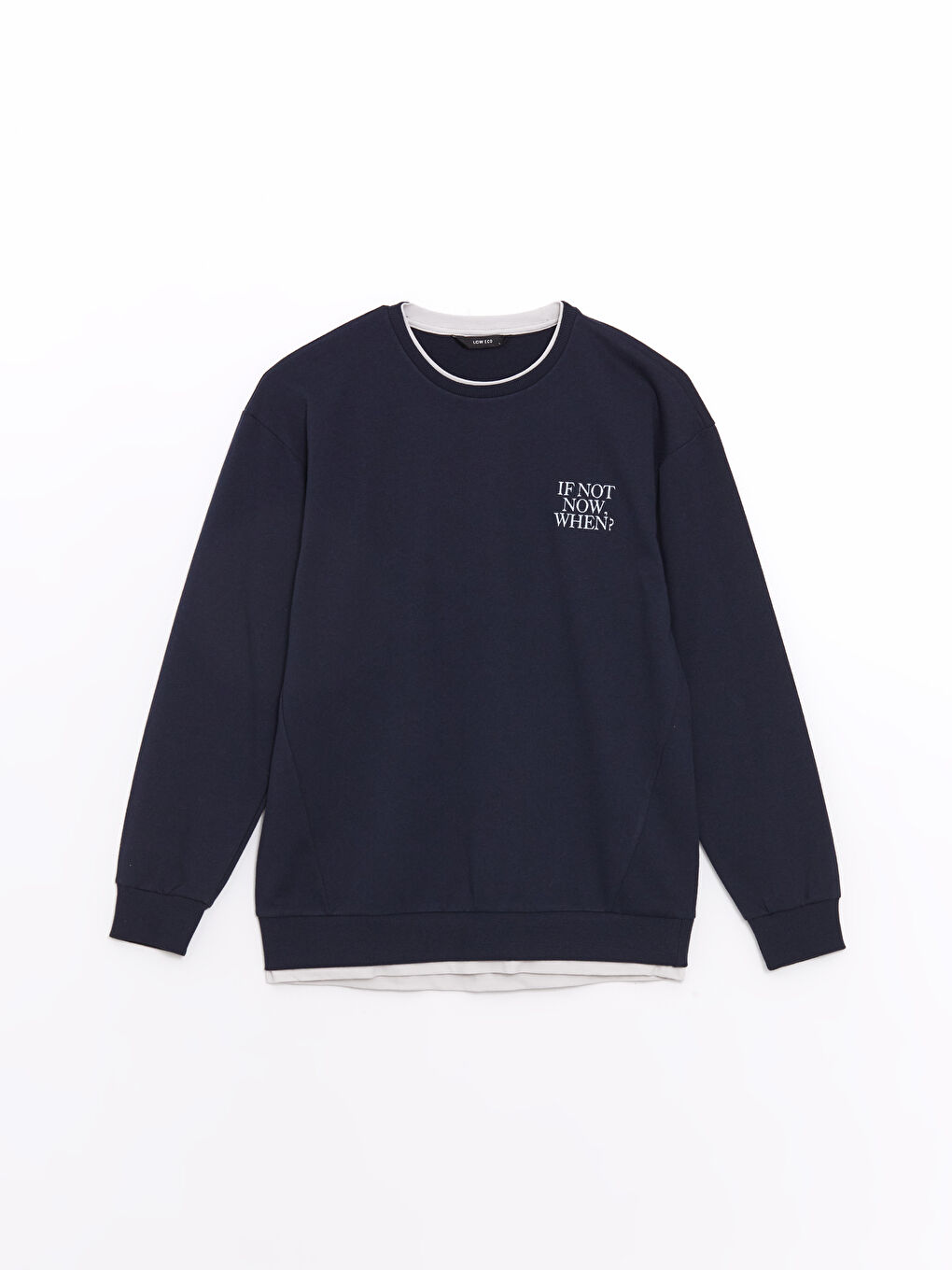 LCW ECO Lacivert Bisiklet Yaka Uzun Kollu Baskılı Erkek Sweatshirt - 4