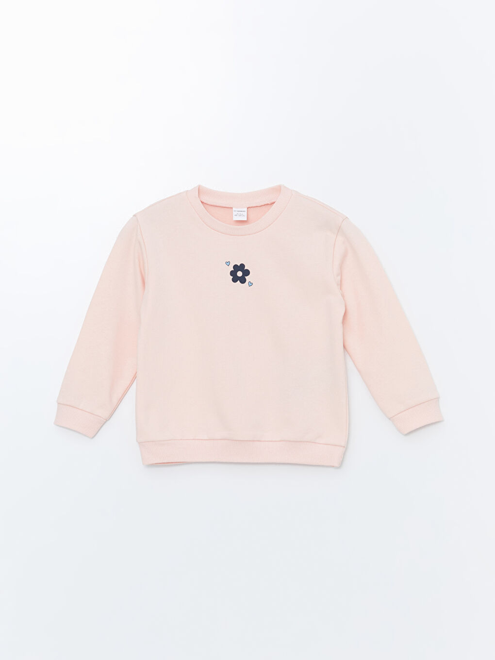 LCW Kids Pembe Bisiklet Yaka Uzun Kollu Baskılı Kız Bebek Sweatshirt