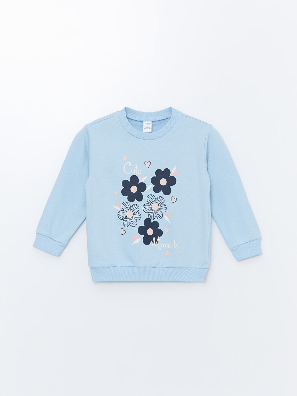 LCW Kids Lila Bisiklet Yaka Uzun Kollu Baskılı Kız Çocuk Sweatshirt