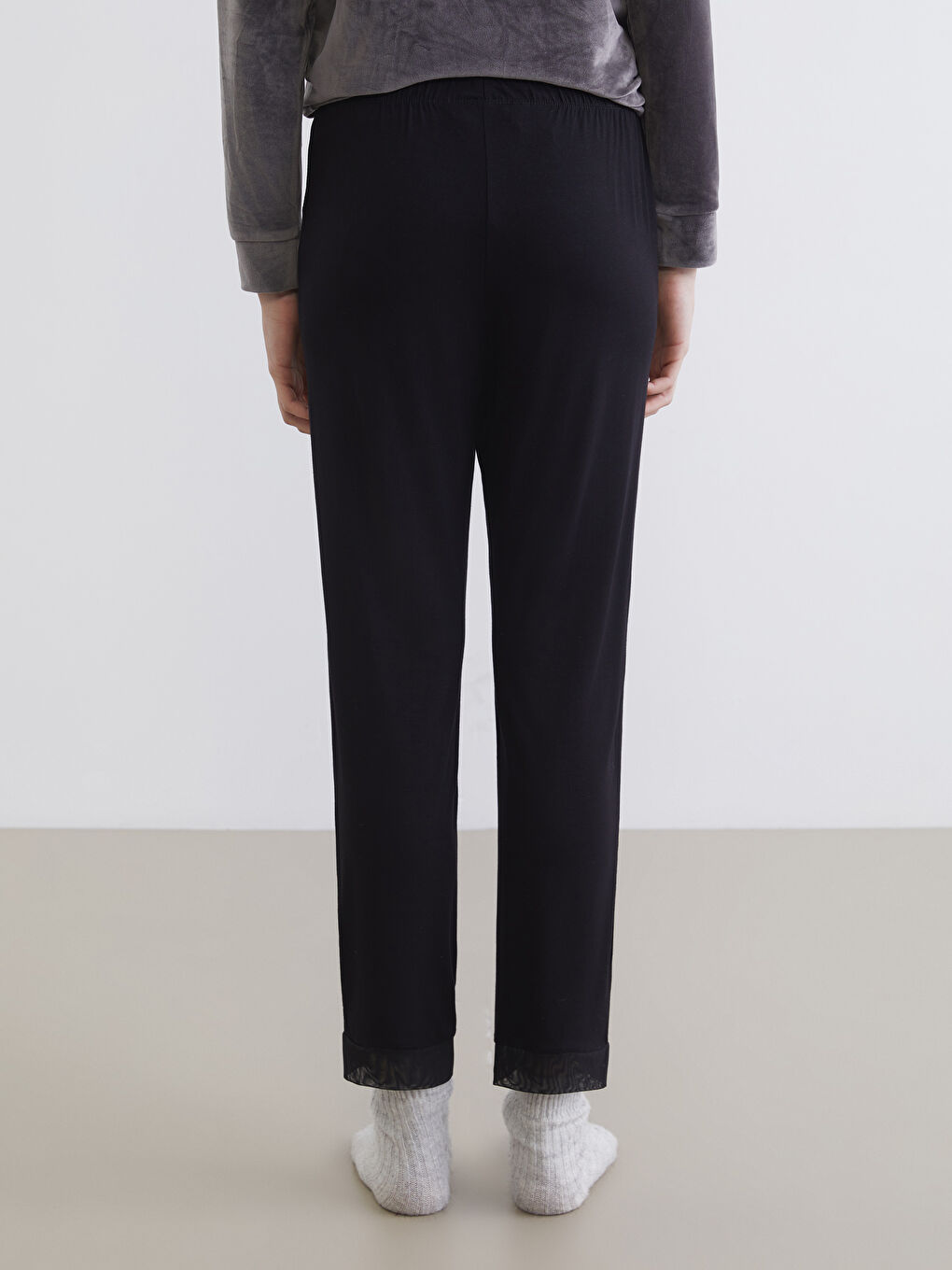 Siyah Beli Lastikli Kadın Pijama Altı-3