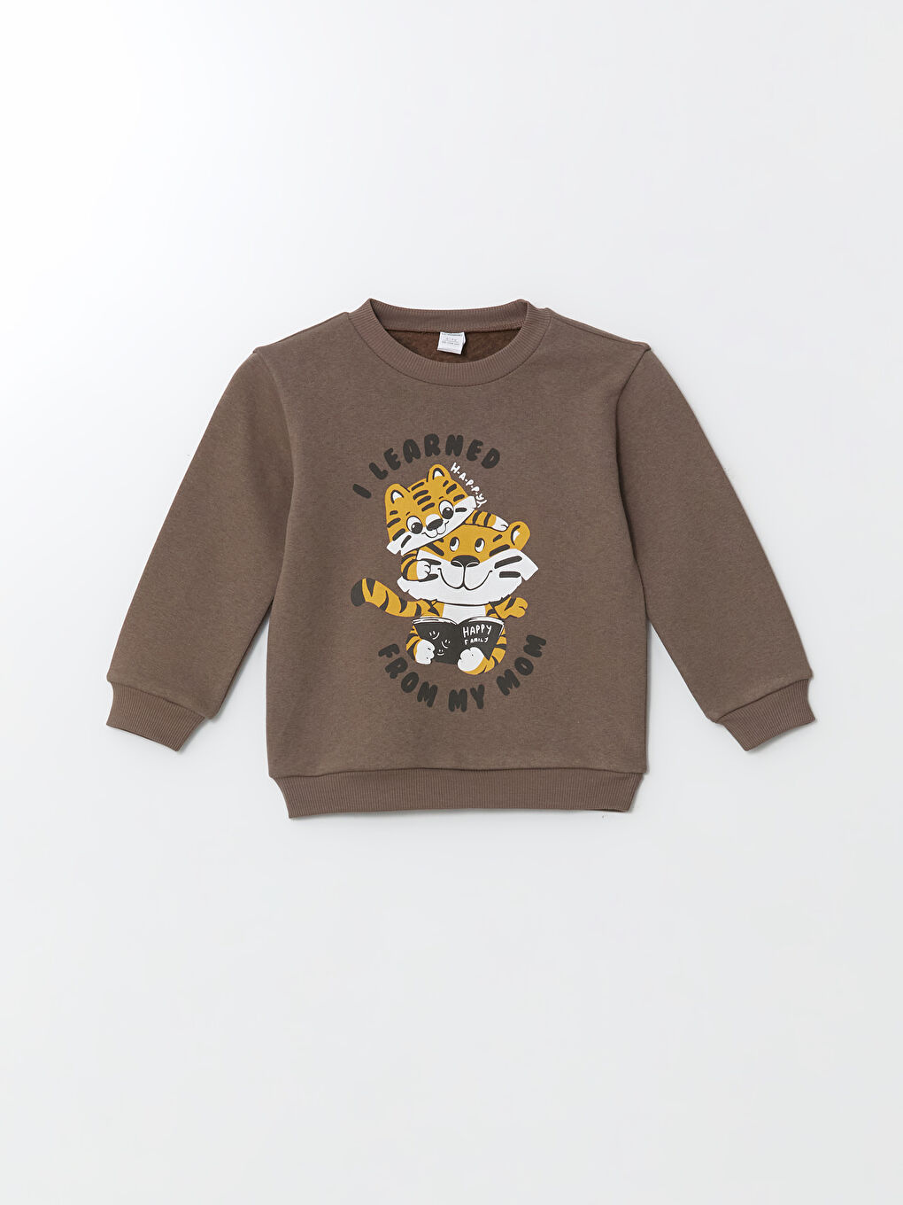 LCW Kids Kahverengi Kedi Baskılı Erkek Çocuk Sweatshirt ve Eşofman Alt 2'li - 1