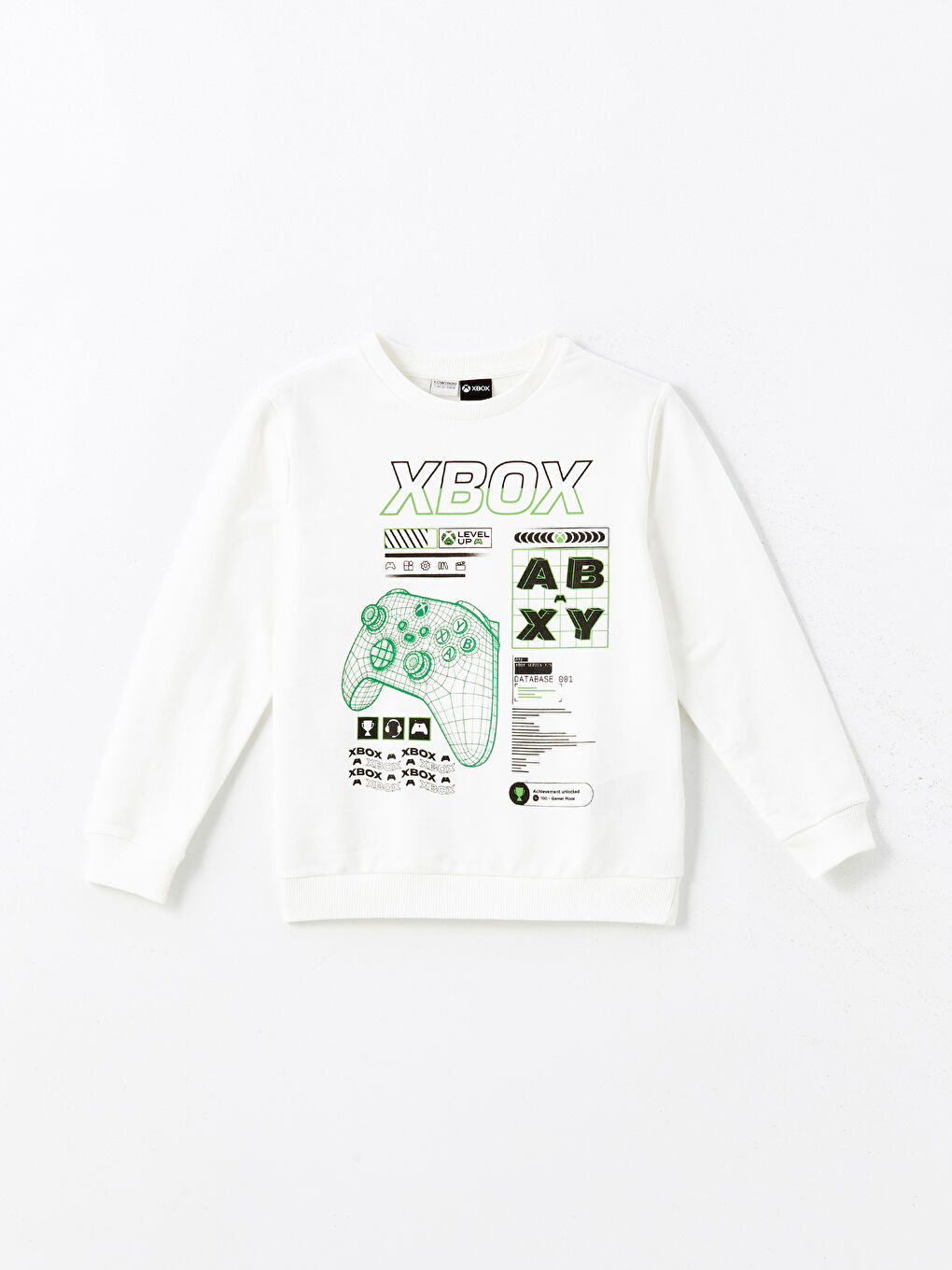 LCW Kids Ekru Bisiklet Yaka Xbox Baskılı Erkek Çocuk Sweatshirt