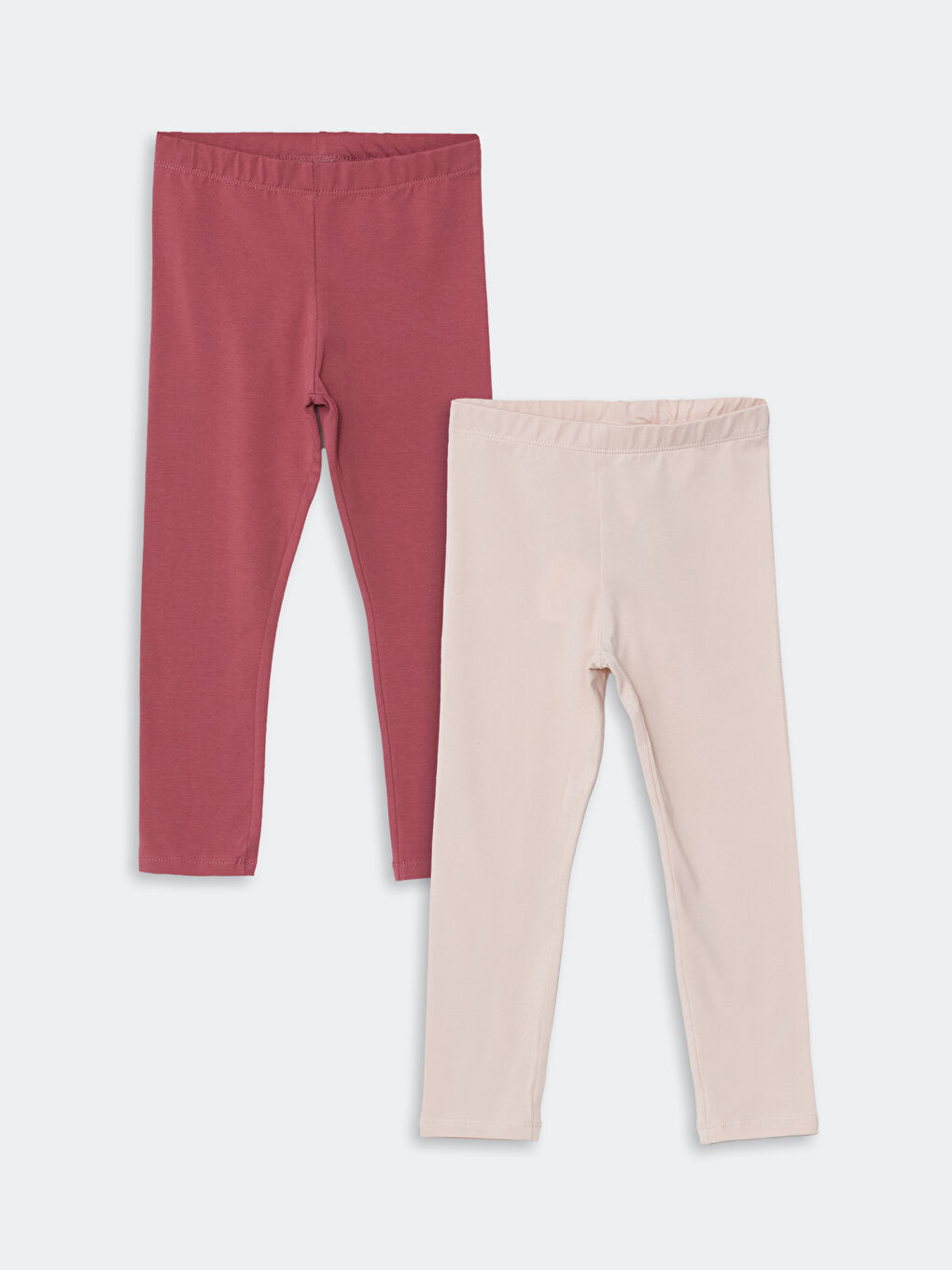 Pembe Beli Lastikli Kız Çocuk Basic Tayt 2'li