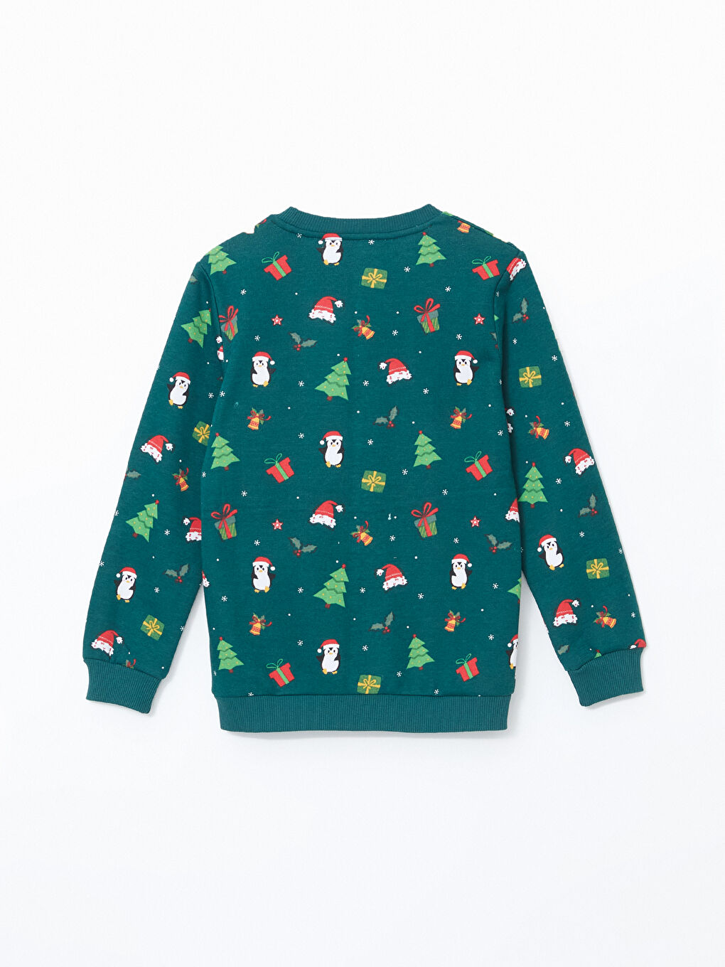 LCW Kids Koyu Yeşil Bisiklet Yaka Yılbaşı Temalı Erkek Çocuk Sweatshirt - 2