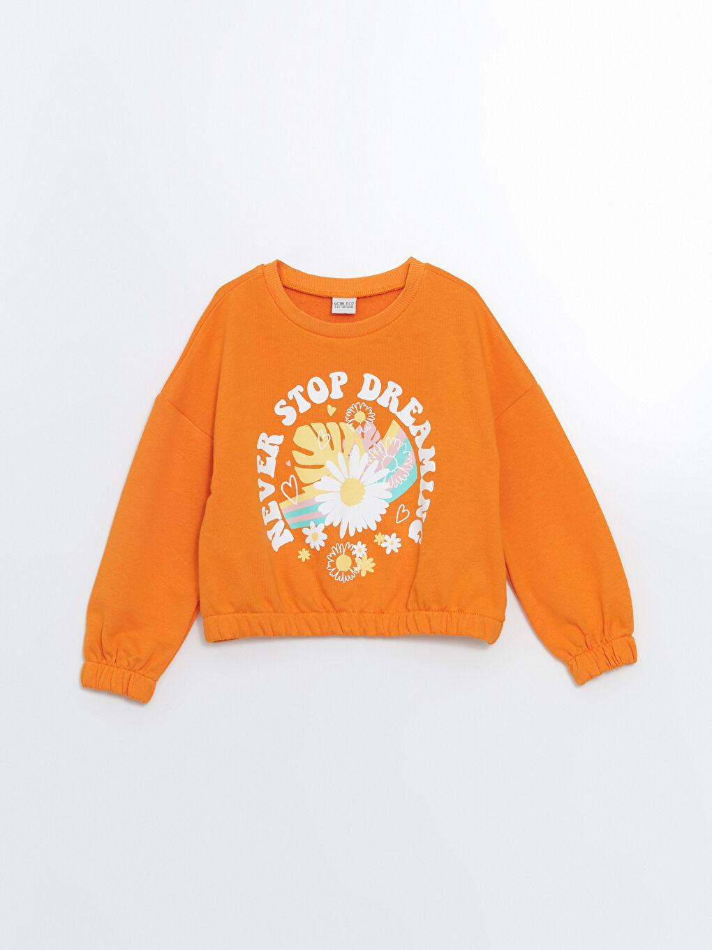 LCW ECO Turuncu Bisiklet Yaka Kız Çocuk Sweatshirt