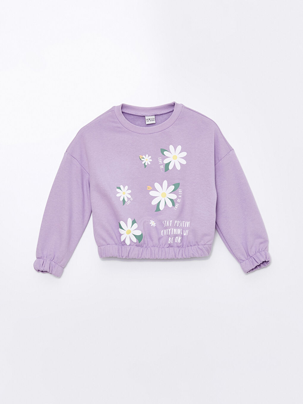 LCW ECO Lila Bisiklet Yaka Kız Çocuk Sweatshirt