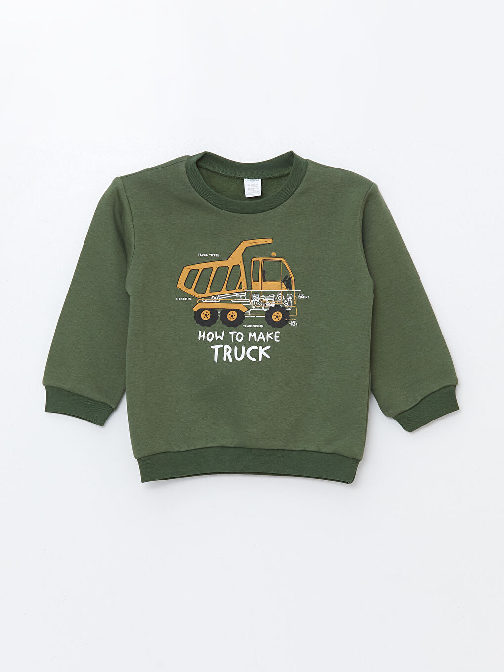 LCW baby Koyu Yeşil Bisiklet Yaka Baskılı Erkek Bebek Sweatshirt ve Eşofman Alt 2'li Takım - 1