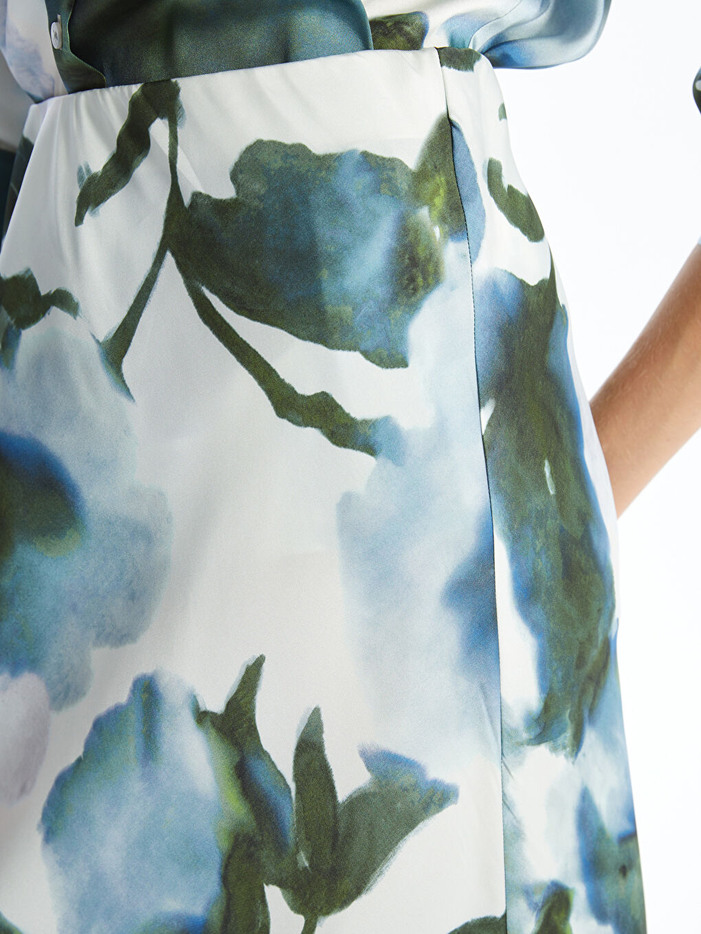 Mavi Dar Fit Desenli Kadın Etek-4