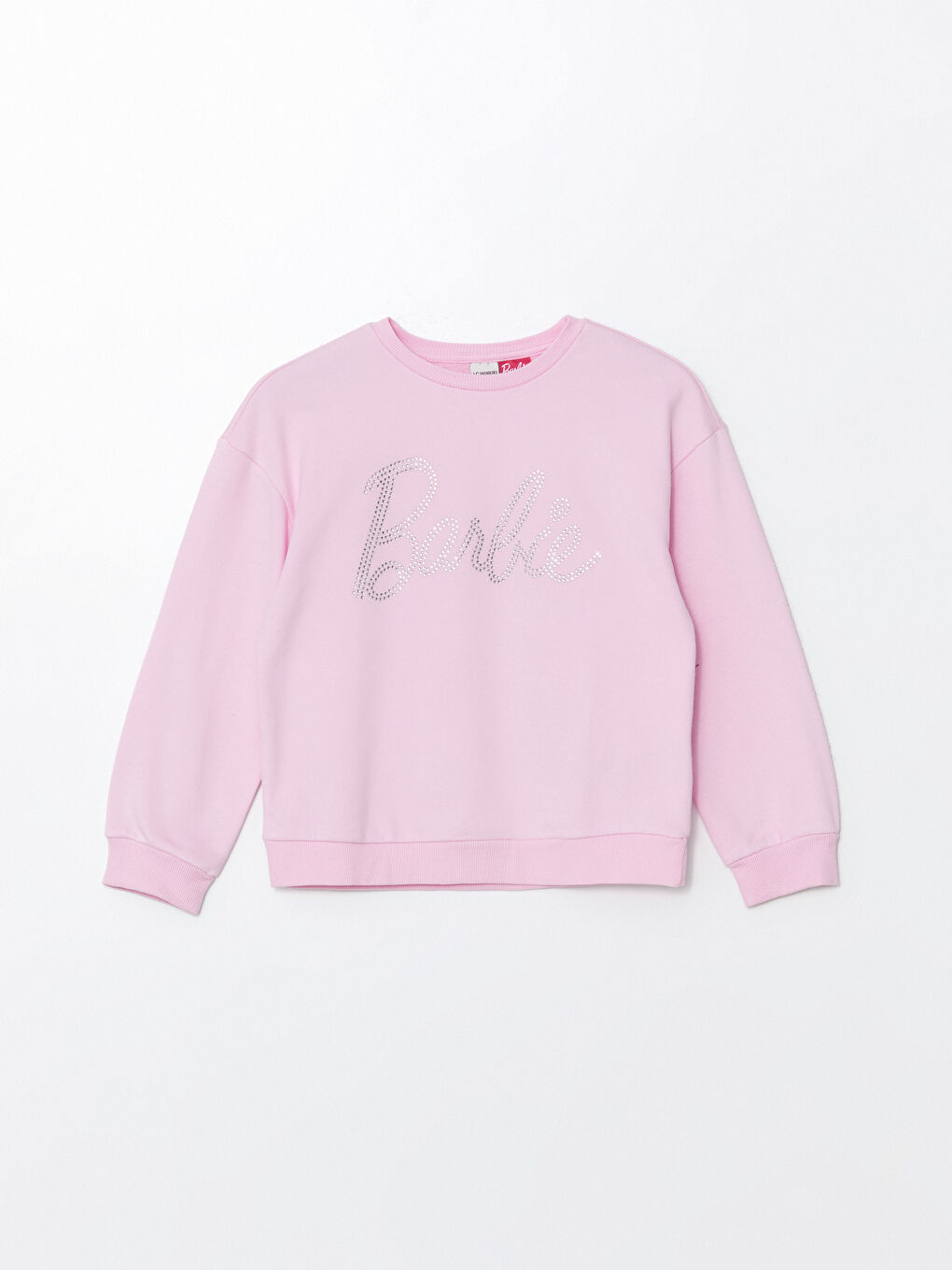 LCW Kids Pembe Leylak Bisiklet Yaka Barbie Baskılı Uzun Kollu Kız Çocuk Sweatshirt