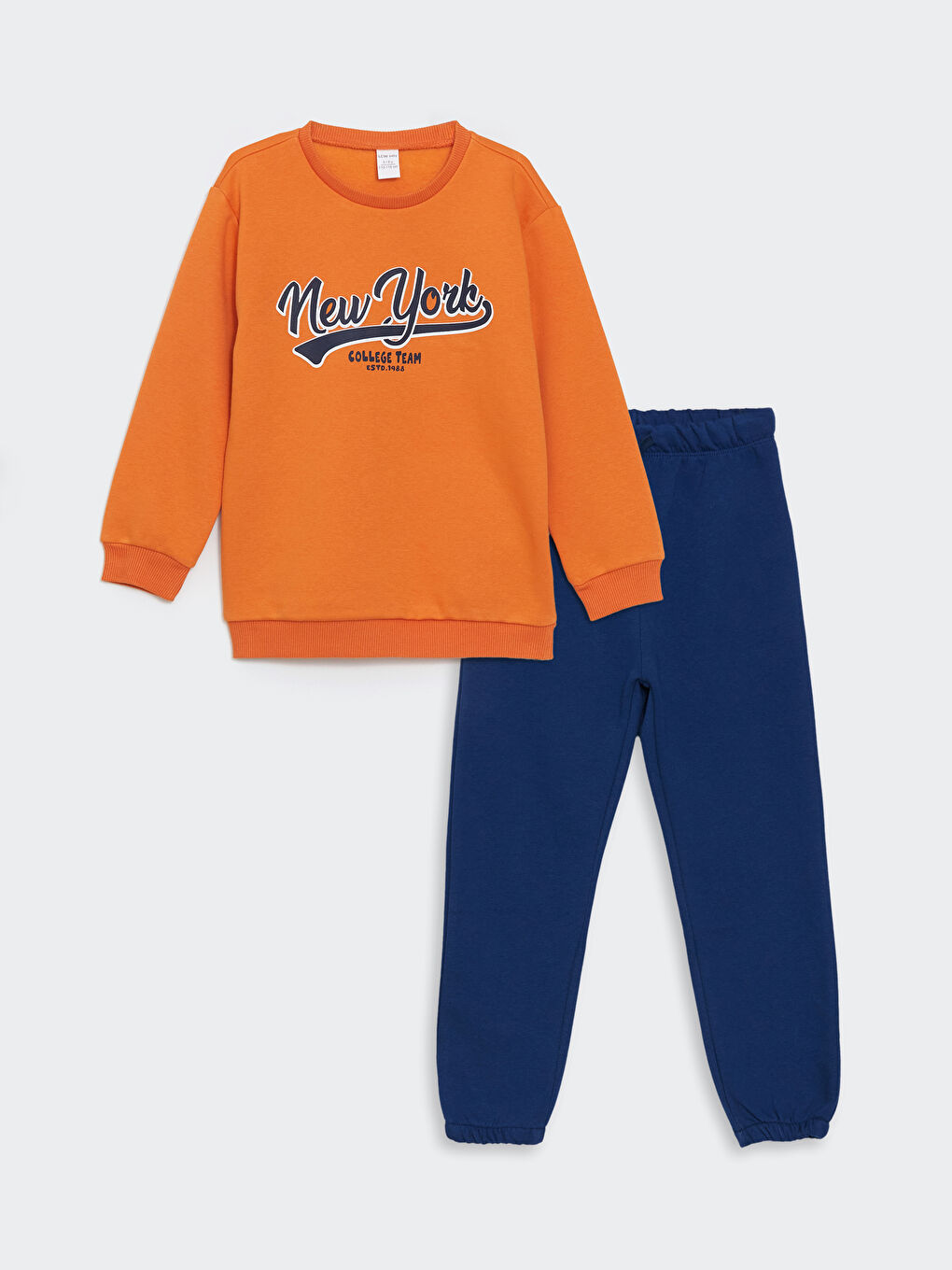 Turuncu Bisiklet Yaka Erkek Çocuk Sweatshirt ve Eşofman Altı 2'li-5