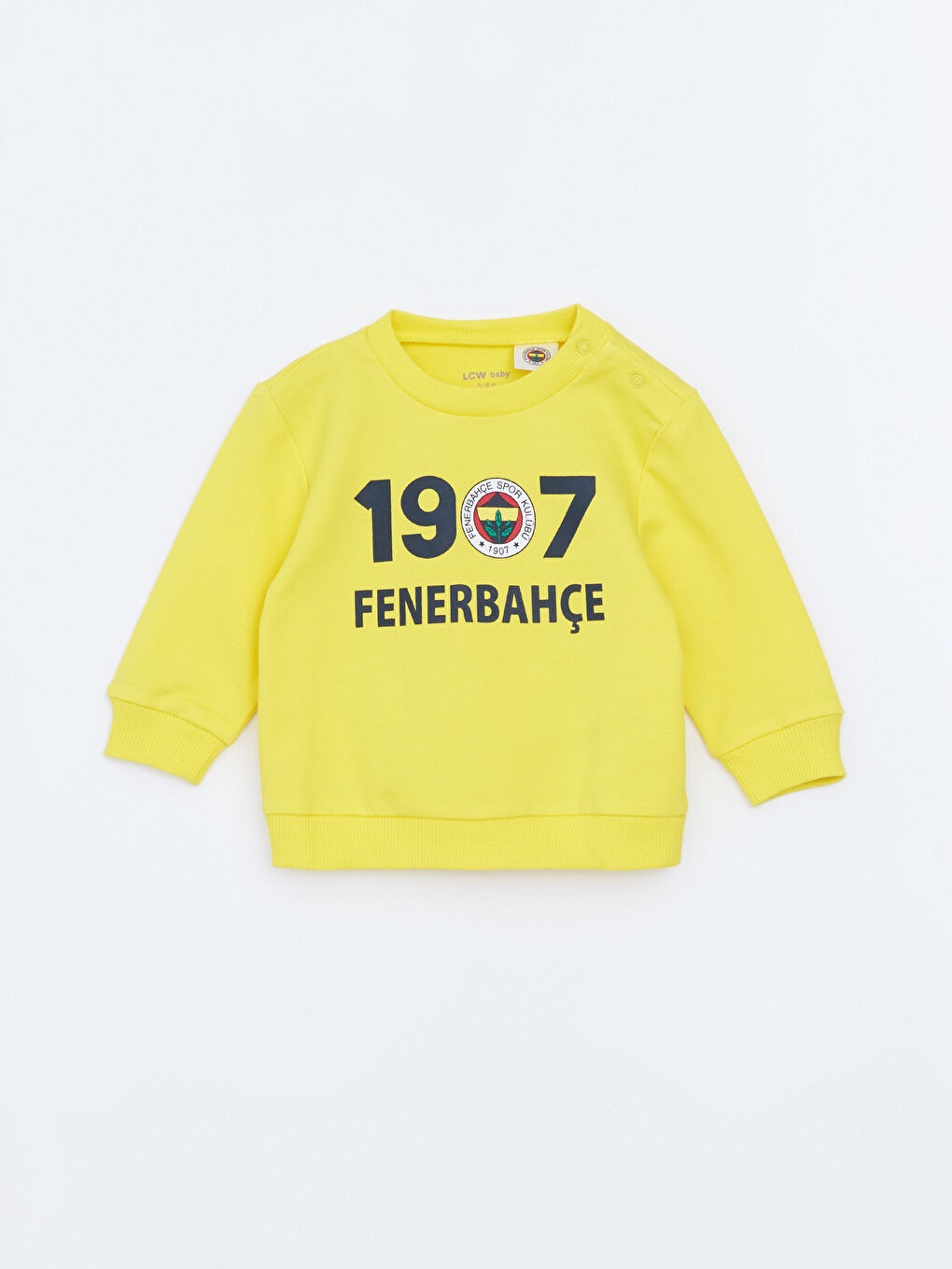 LCW baby Canlı Sarı Bisiklet Yaka Fenerbahçe Baskılı Erkek Bebek Sweatshirt ve Eşofman Alt 2'li Takım - 1