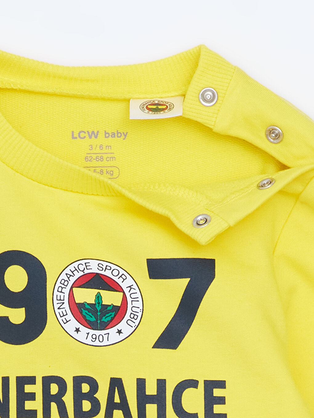 LCW baby Canlı Sarı Bisiklet Yaka Fenerbahçe Baskılı Erkek Bebek Sweatshirt ve Eşofman Alt 2'li Takım - 2