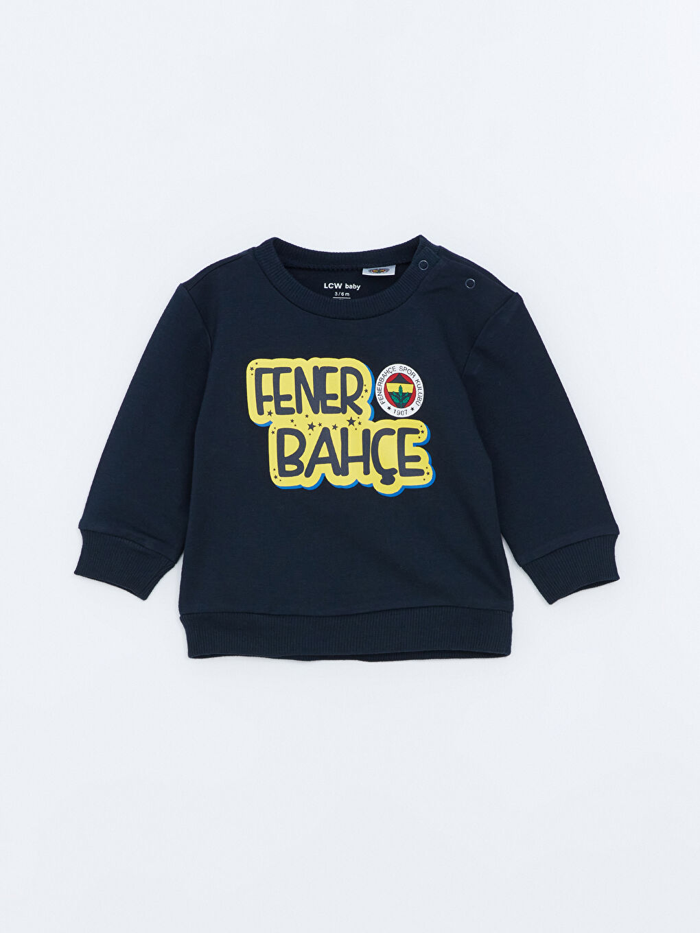 LCW baby Açık Lacivert Bisiklet Yaka Fenerbahçe Baskılı Erkek Bebek Sweatshirt ve Eşofman Alt 2'li Takım - 1