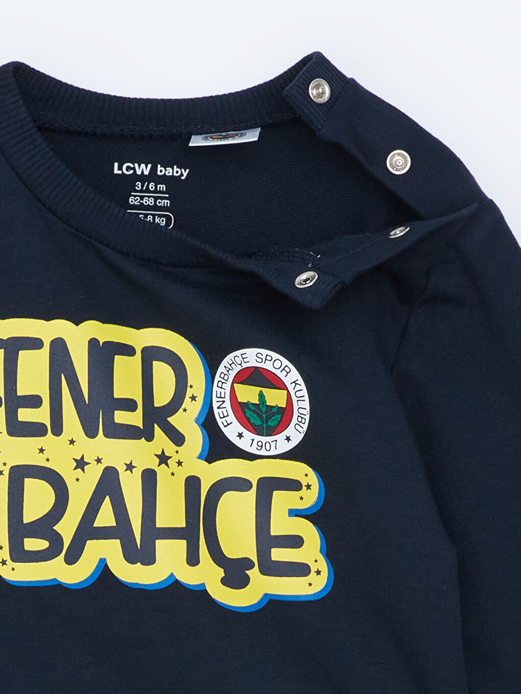 LCW baby Açık Lacivert Bisiklet Yaka Fenerbahçe Baskılı Erkek Bebek Sweatshirt ve Eşofman Alt 2'li Takım - 2