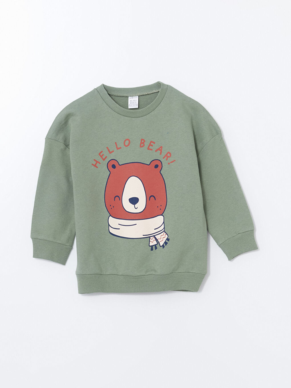 LCW ECO Bej Bisiklet Yaka Baskılı Erkek Bebek Sweatshirt 2'li - 1