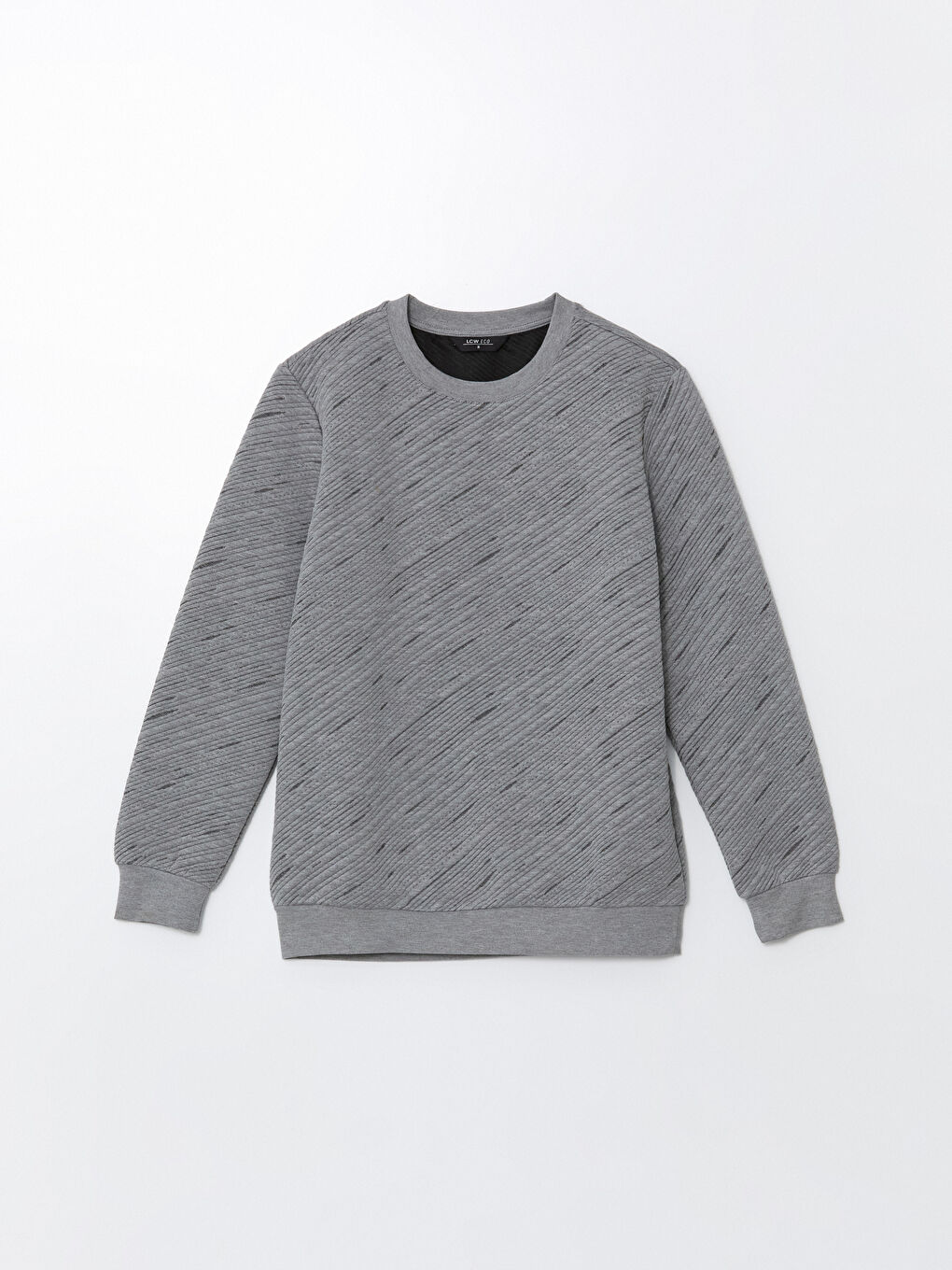 LCW ECO Gri Bisiklet Yaka Uzun Kollu Erkek Sweatshirt - 4