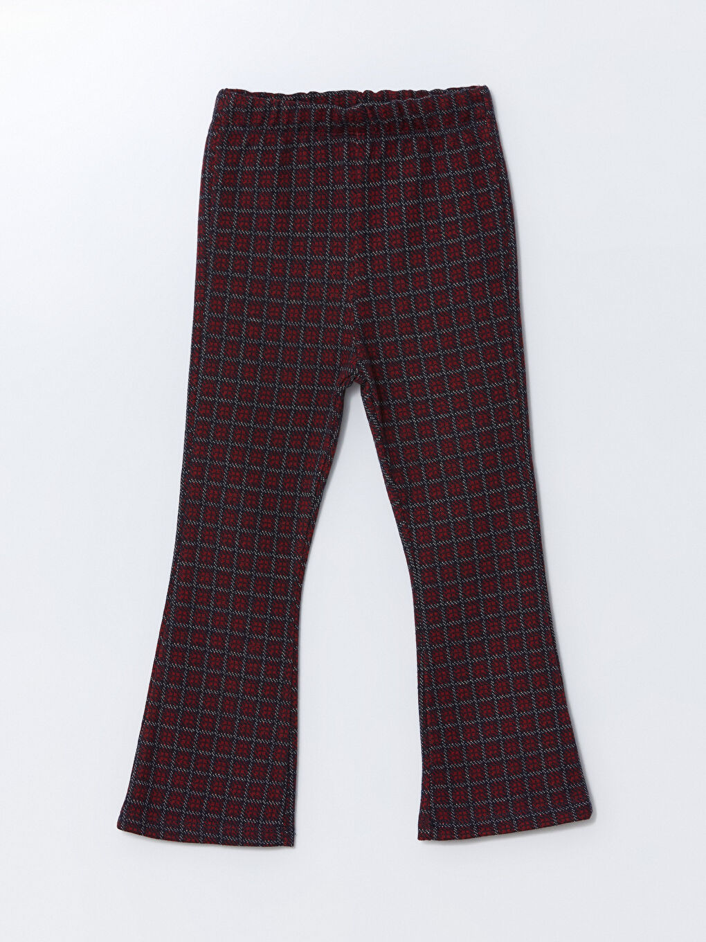 Kırmızı Beli Lastikli Ekose Kız Çocuk Tayt