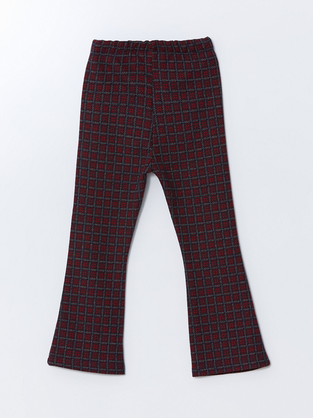 Kırmızı Beli Lastikli Ekose Kız Çocuk Tayt-1