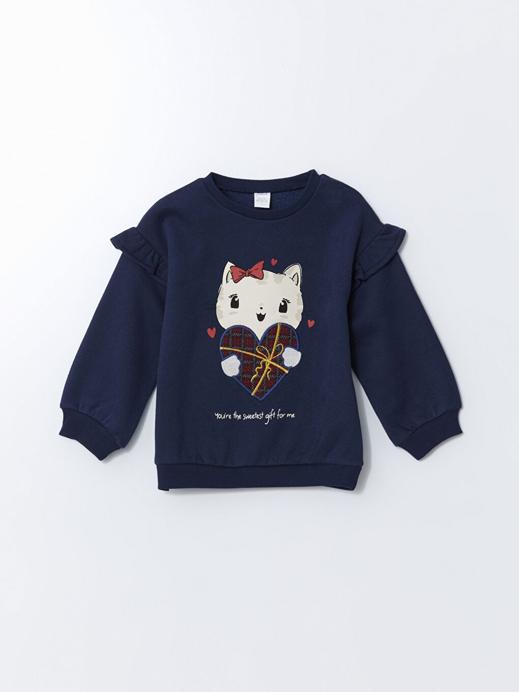 LCW Kids Lacivert Nakışlı Kız Çocuk Sweatshirt ve Tayt 2'li - 1