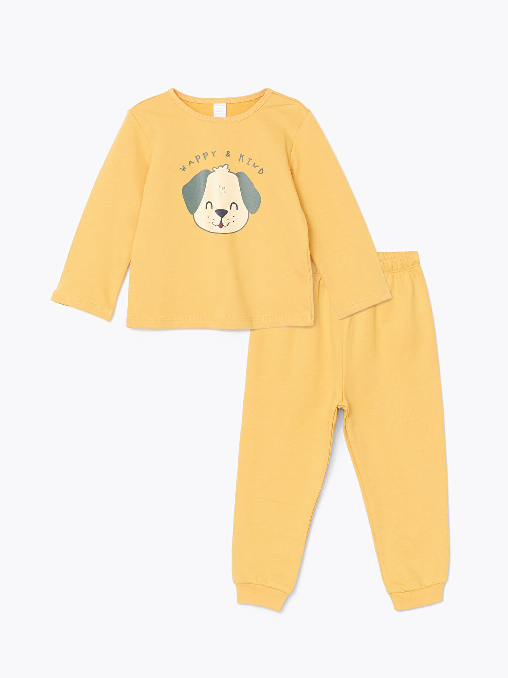 Sarı Bisiklet Yaka Baskılı Erkek Çocuk Pijama Takımı