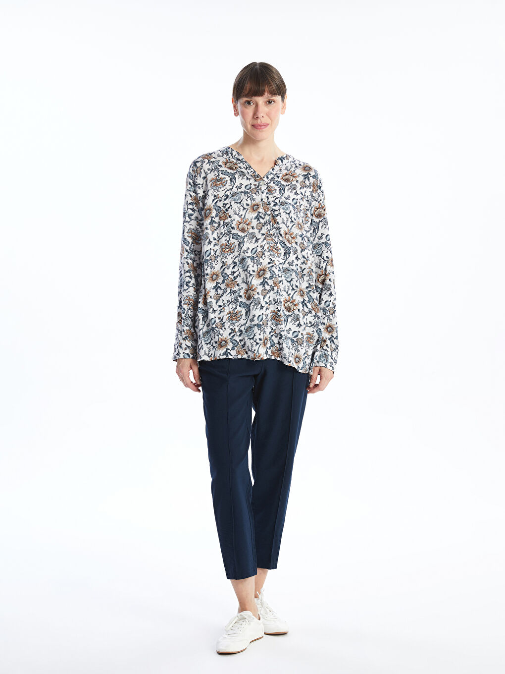 Notch Neck Floral Women's Blouse -W4JI98Z8-LRA