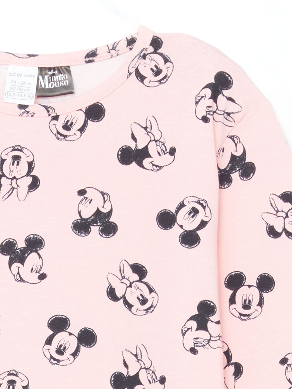 LCW baby Pembe Baskılı Minnie Mouse Baskılı Uzun Kollu Kız Bebek Tişört - 1