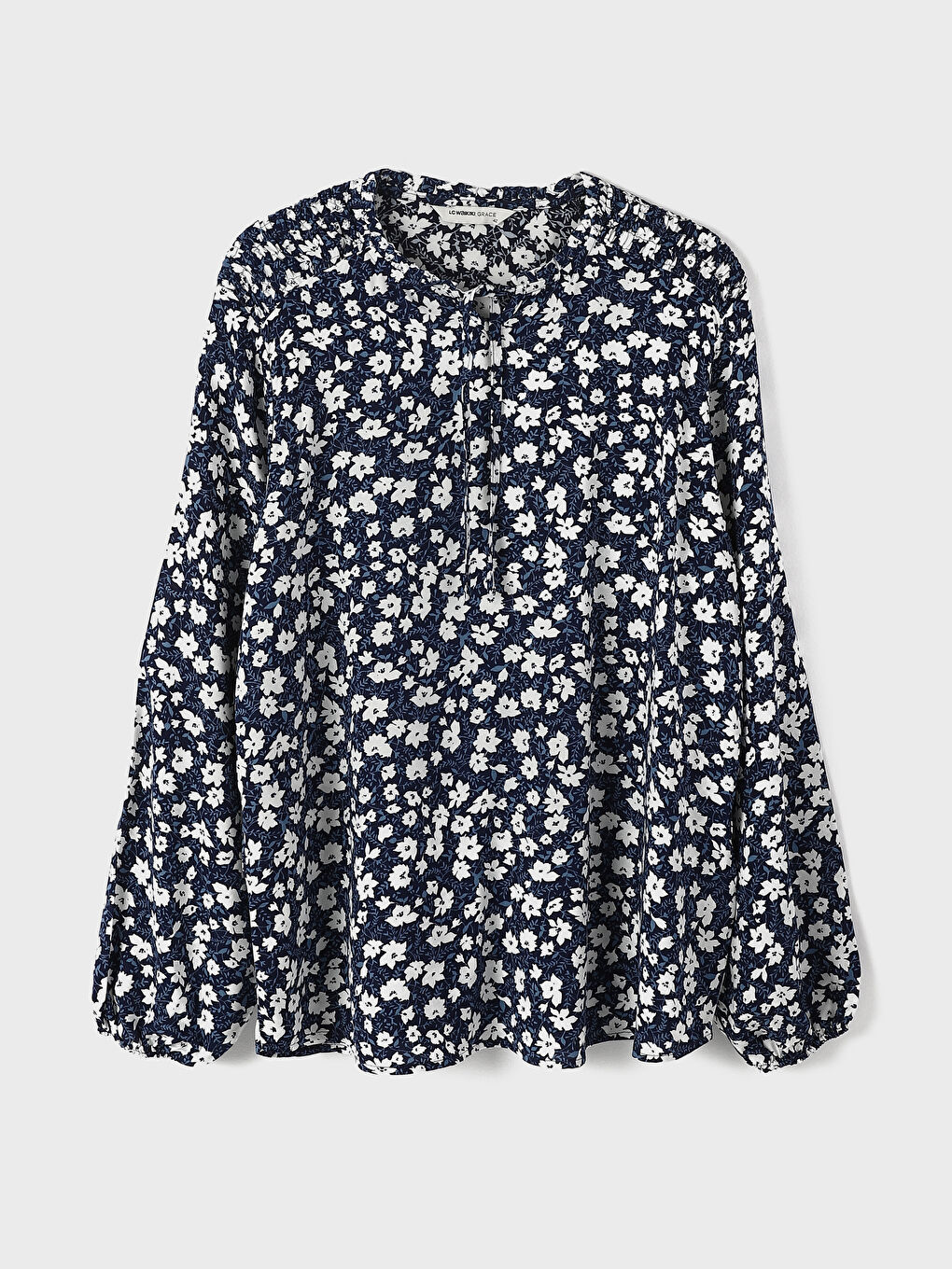 Tie Neck Patterned Women's Blouse