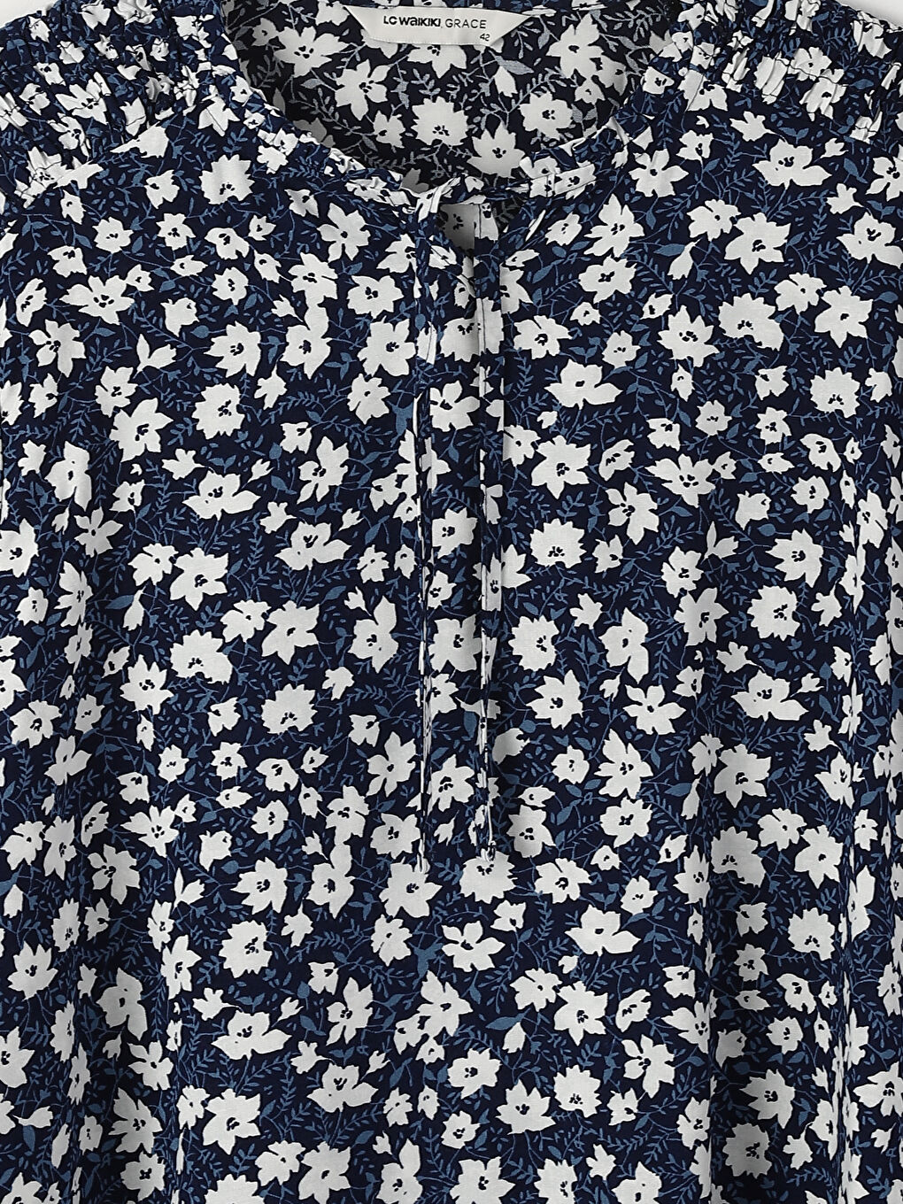 Tie Neck Patterned Women's Blouse-3