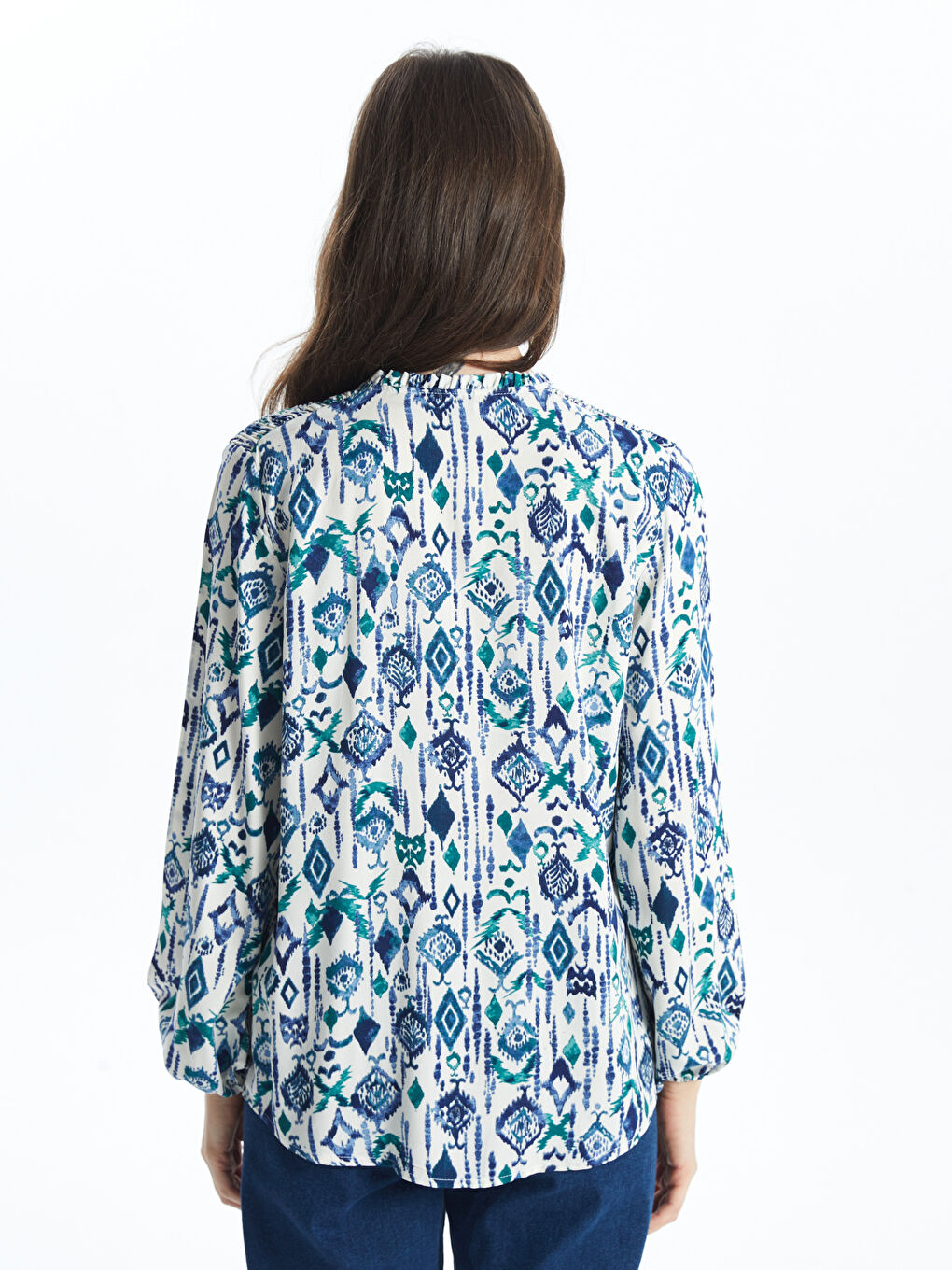 Tie Neck Patterned Women's Blouse-3