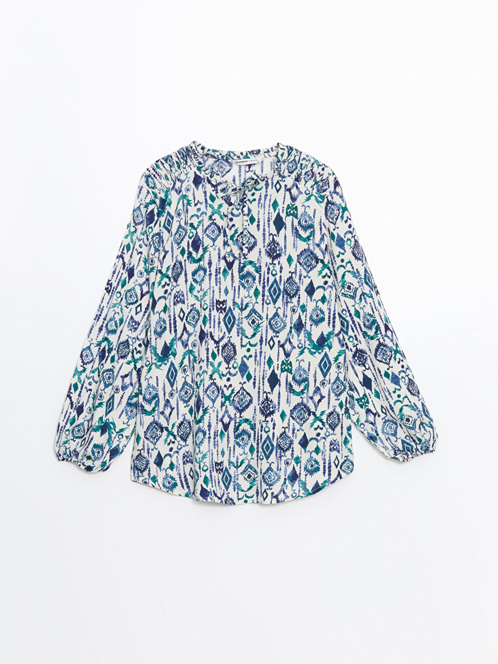 Tie Neck Patterned Women's Blouse-4