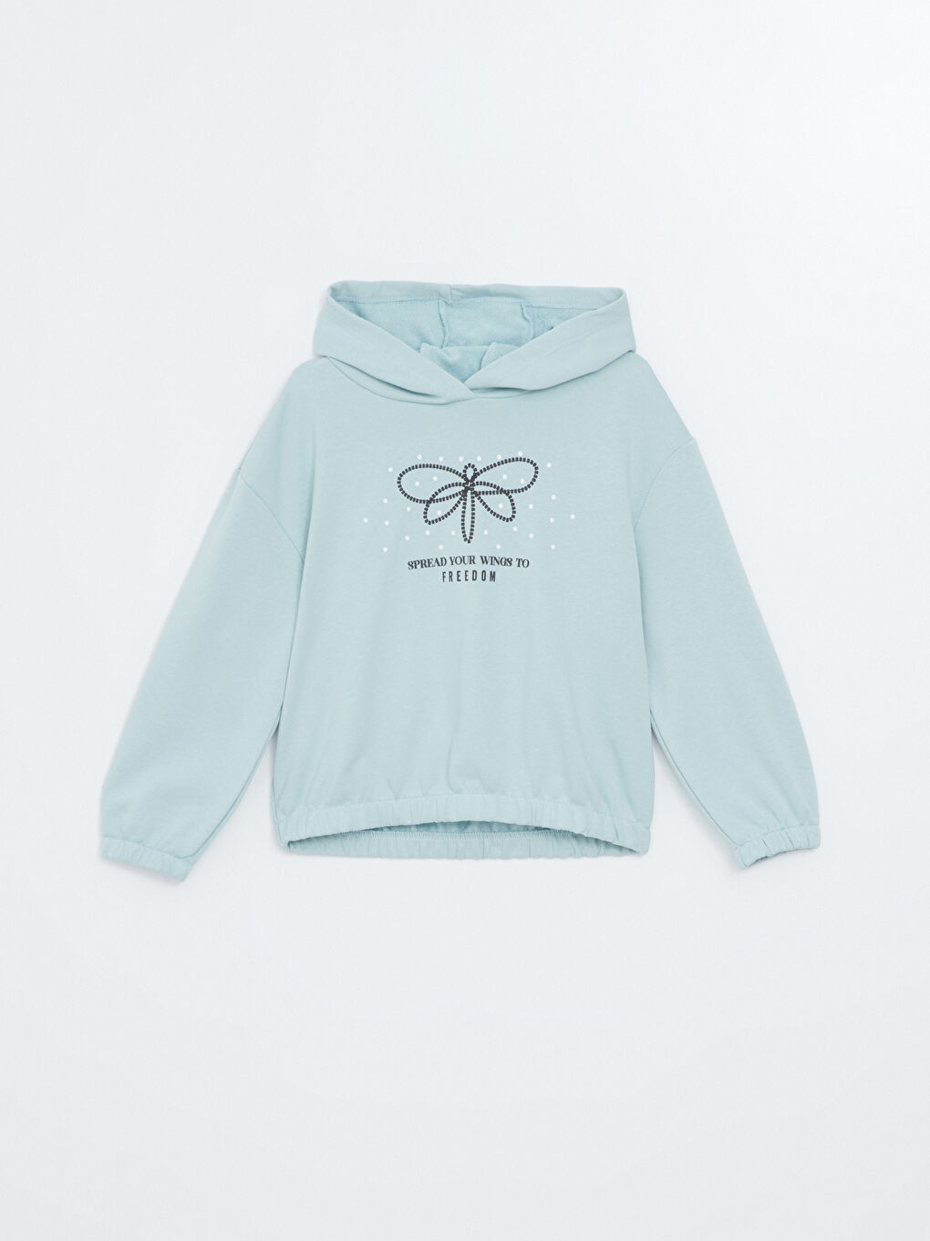 LCW ECO Mat Mavi Kapüşonlu Kız Çocuk Sweatshirt