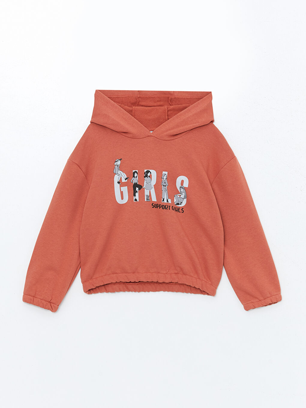 LCW ECO Kiremit Kapüşonlu Kız Çocuk Sweatshirt