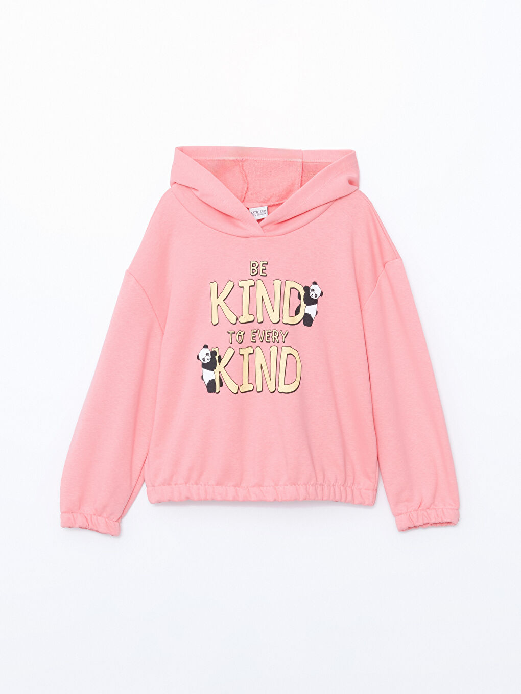 LCW ECO Pembe Kapüşonlu Kız Çocuk Sweatshirt