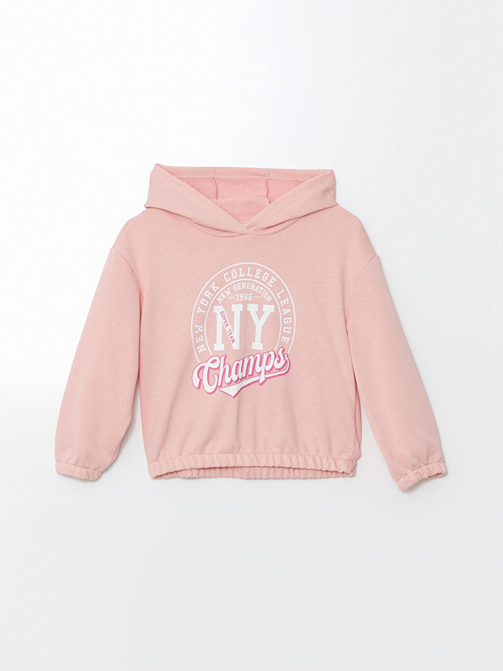 LCW ECO Açık Pembe Kapüşonlu Kız Çocuk Sweatshirt