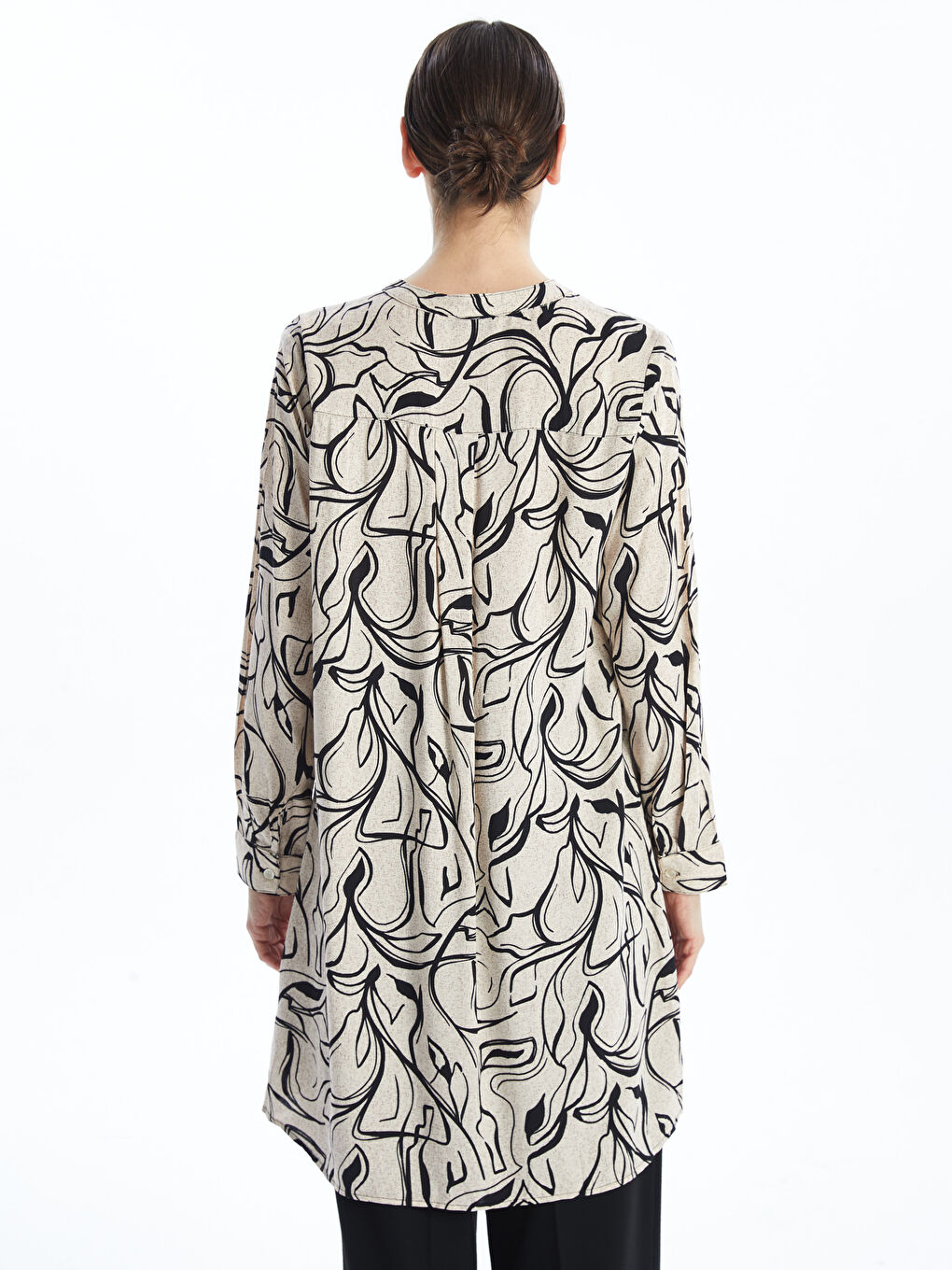 Notch Neck Patterned Women's Tunic -W4JJ21Z8-SW5