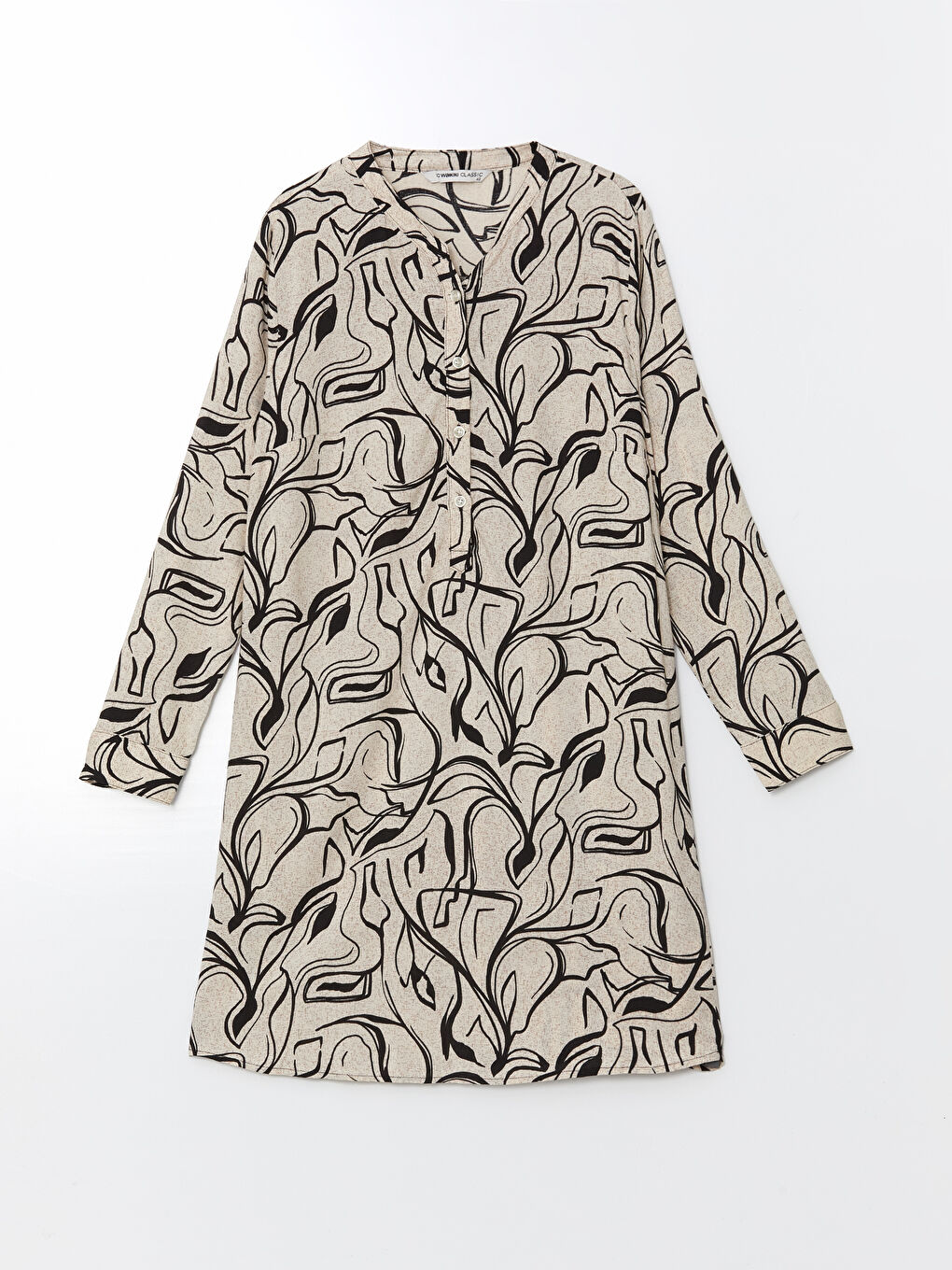 Notch Neck Patterned Women's Tunic -W4JJ21Z8-SW5