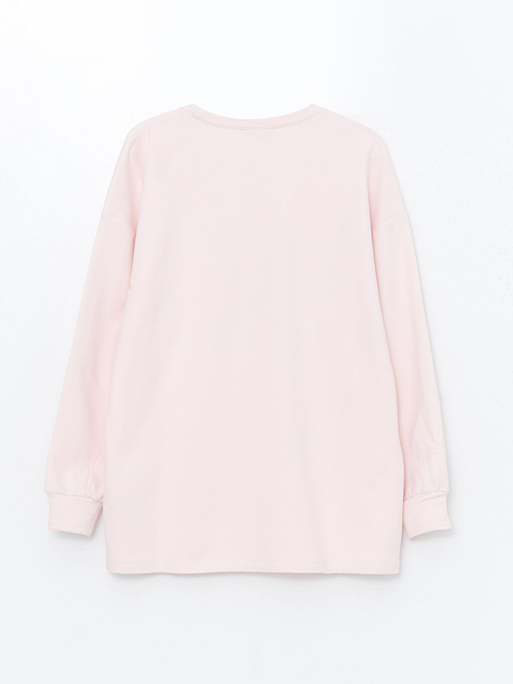 LC WAIKIKI Açık Pembe Bisiklet Yaka Baskılı Oversize Kadın Sweatshirt - 5