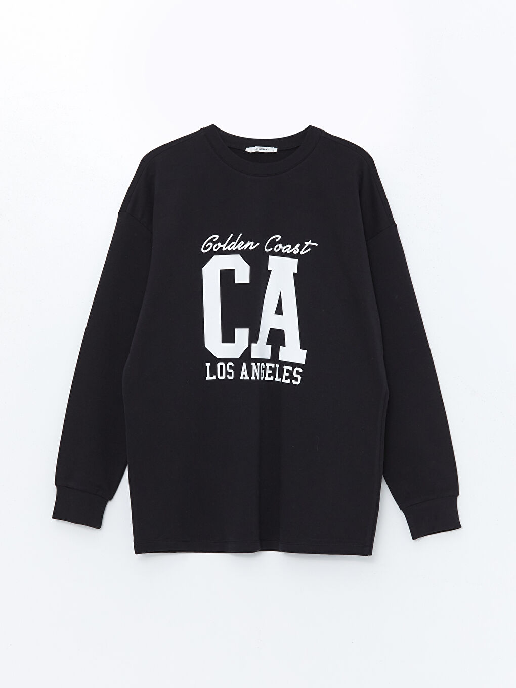 LC WAIKIKI Yeni Siyah Bisiklet Yaka Baskılı Oversize Kadın Sweatshirt - 4