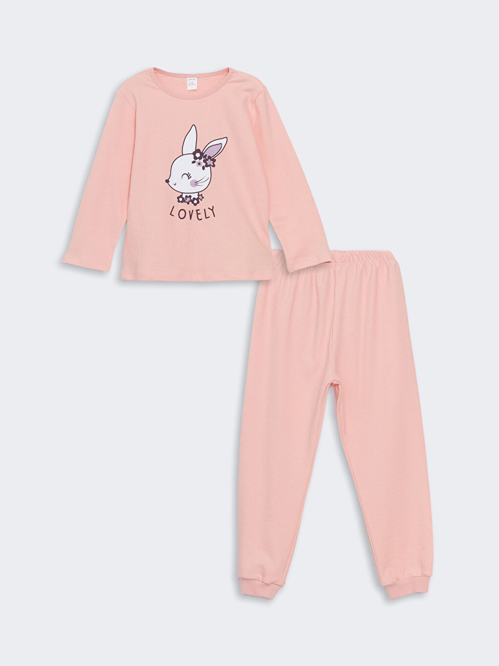 LCW baby Pembe Bisiklet Yaka Baskılı Kız Bebek Pijama Takım