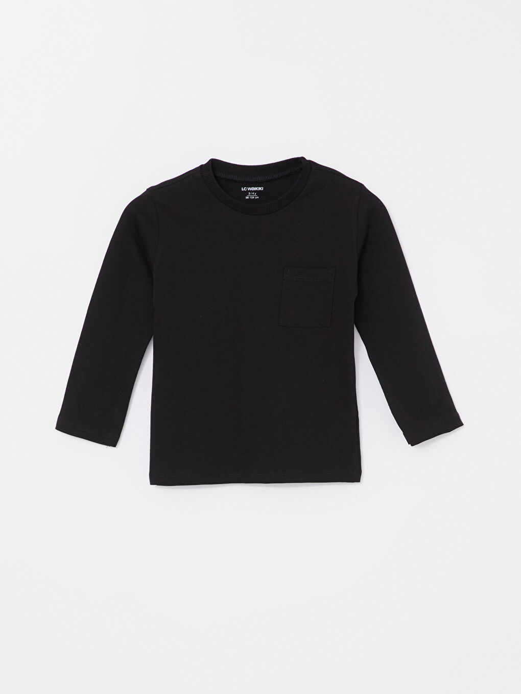 Siyah Bisiklet Yaka Uzun Kollu Basic Erkek Bebek Tişört