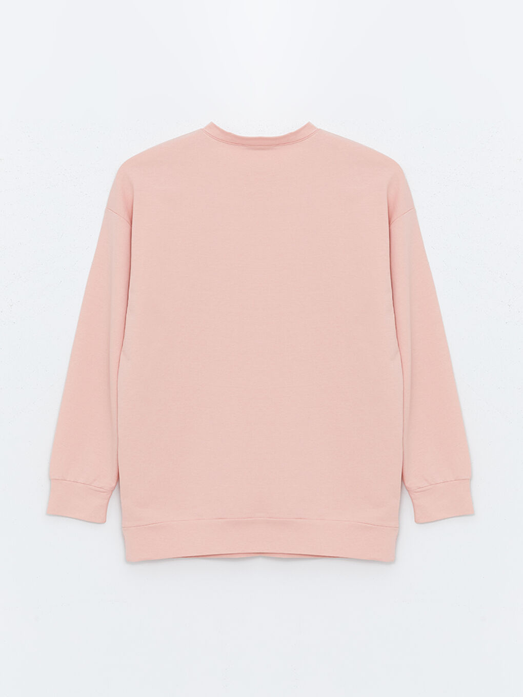 LC WAIKIKI Pembe Bisiklet Yaka Baskılı Oversize Kadın Sweatshirt - 5