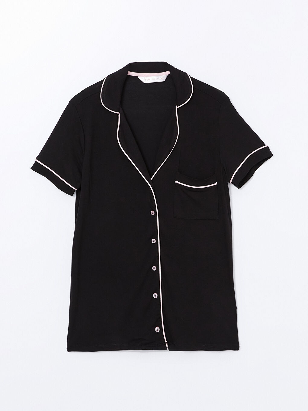 Siyah Gömlek Yaka Kadın Pijama Üstü