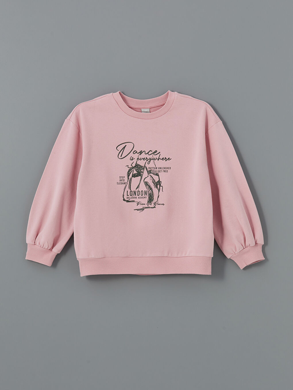 LCW Kids Pembe Bisiklet Yaka Kız Çocuk Sweatshirt