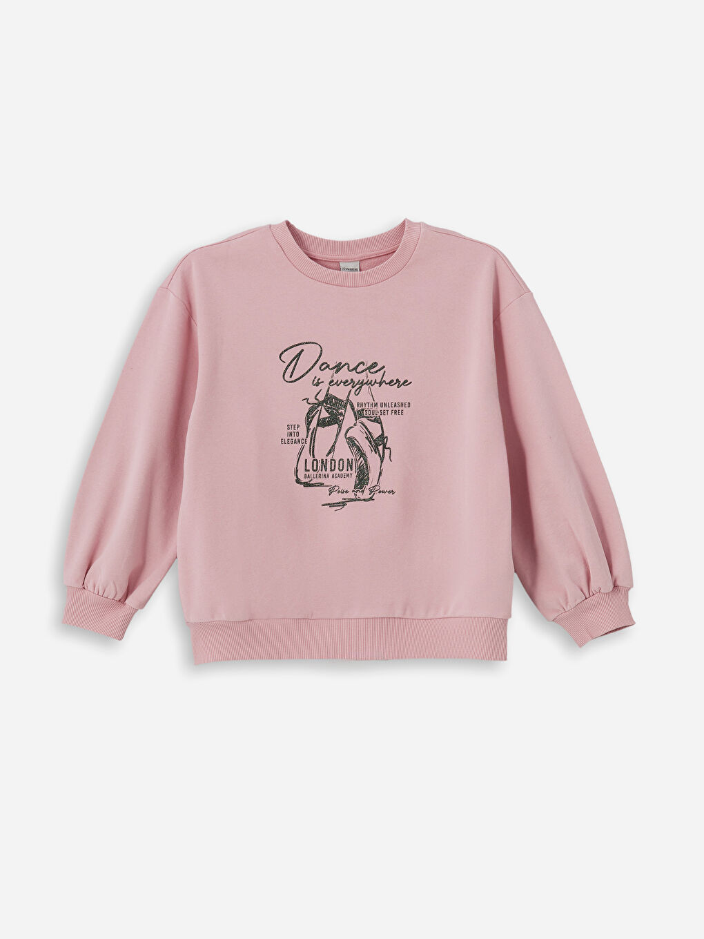Pembe Bisiklet Yaka Kız Çocuk Sweatshirt