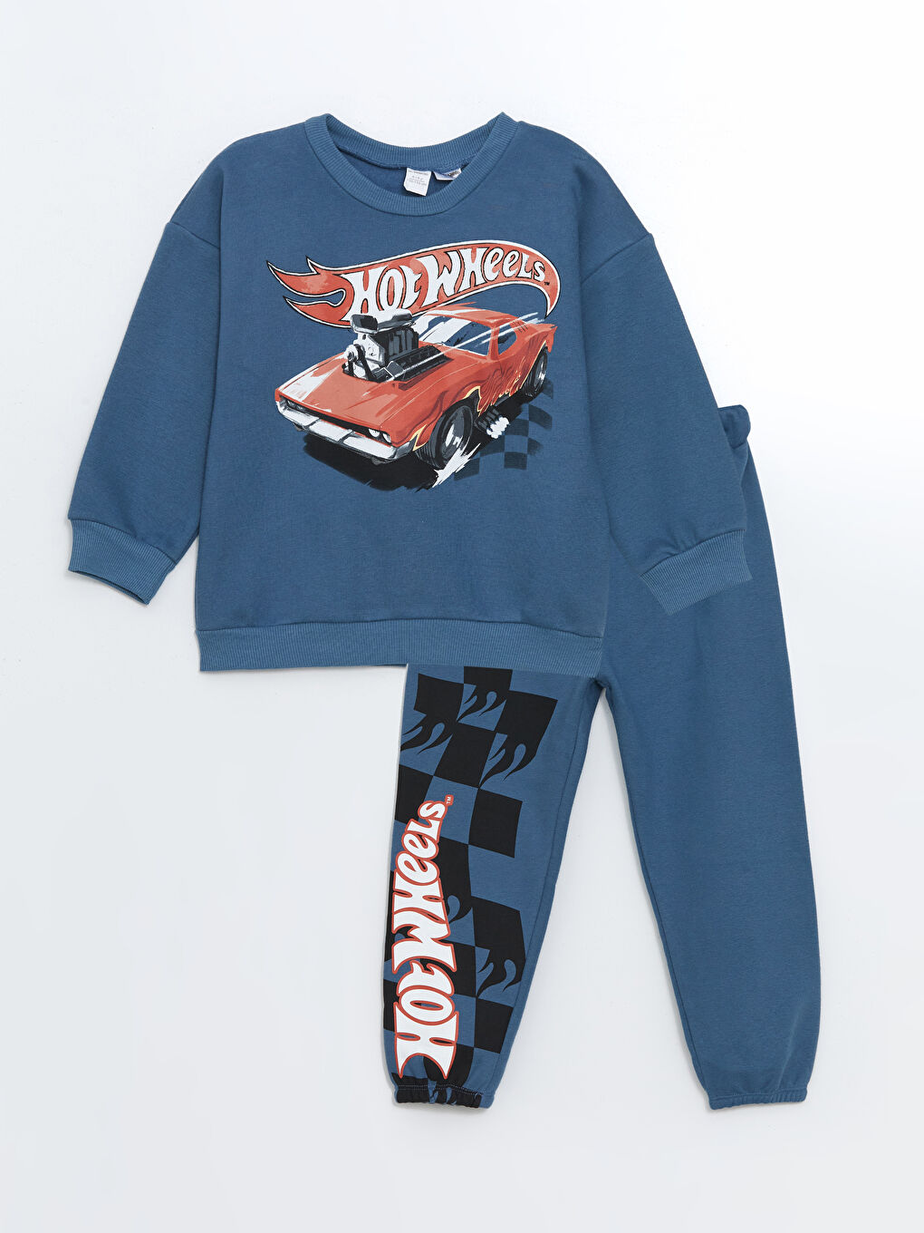 LCW Kids Mavi Hot Wheels Baskılı Erkek Çocuk Sweatshirt ve Eşofman Alt '2li