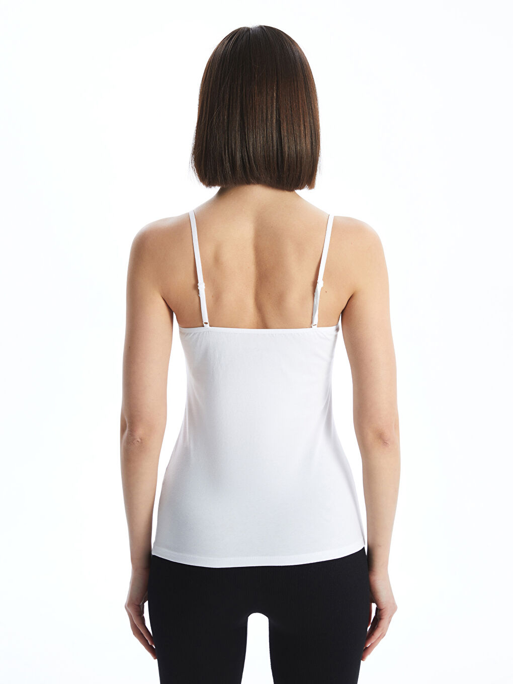 Beyaz U Yaka Düz Askılı Kadın Atlet 2'li Paket-4