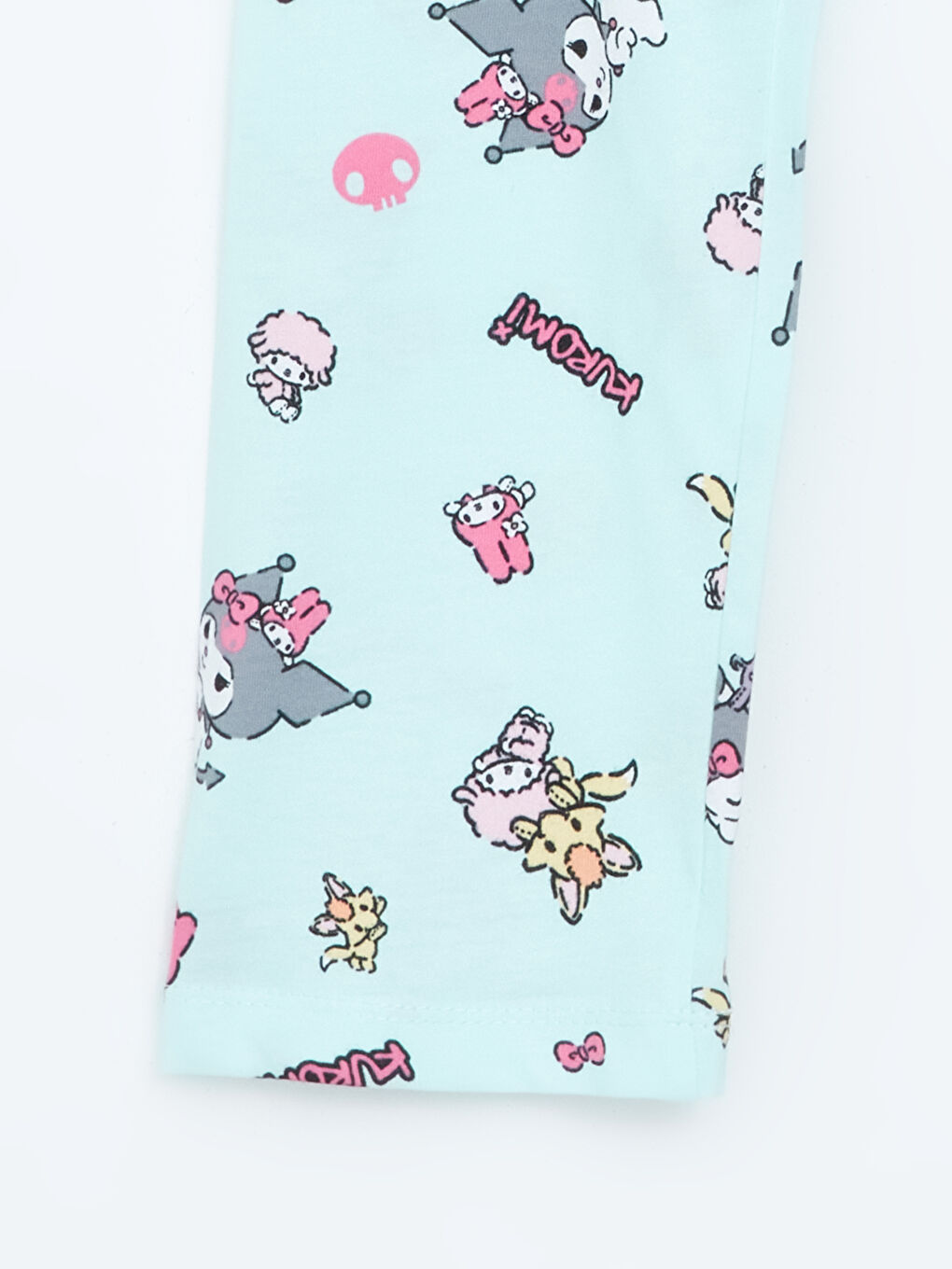 Turkuaz Beli Lastikli Kuromi Baskılı Kız Çocuk Pijama Alt-2