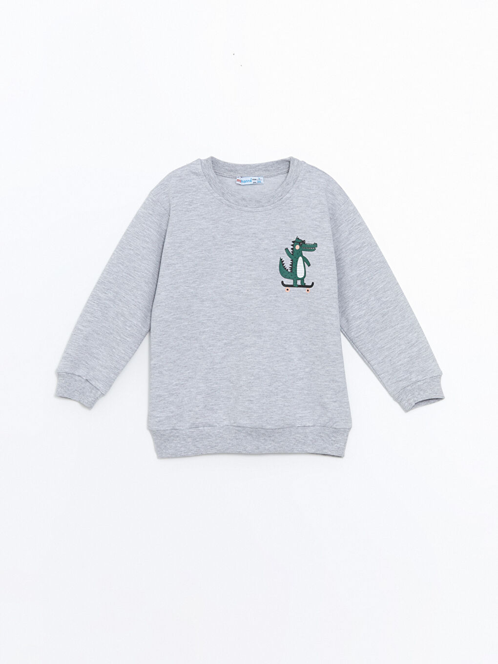 Gri Bisiklet Yaka Baskılı Erkek Bebek Eşofman Takım-1