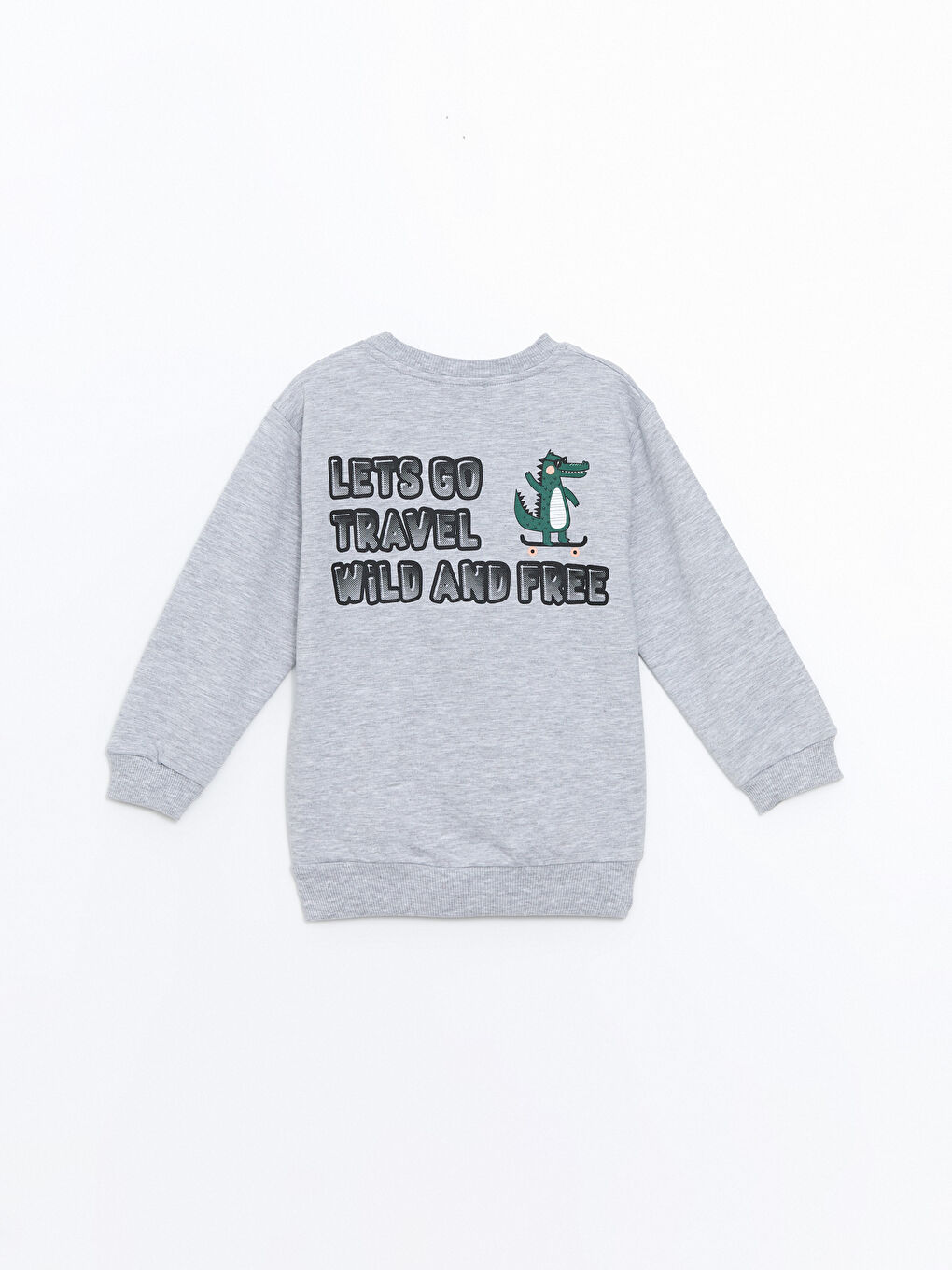 Gri Bisiklet Yaka Baskılı Erkek Bebek Eşofman Takım-3