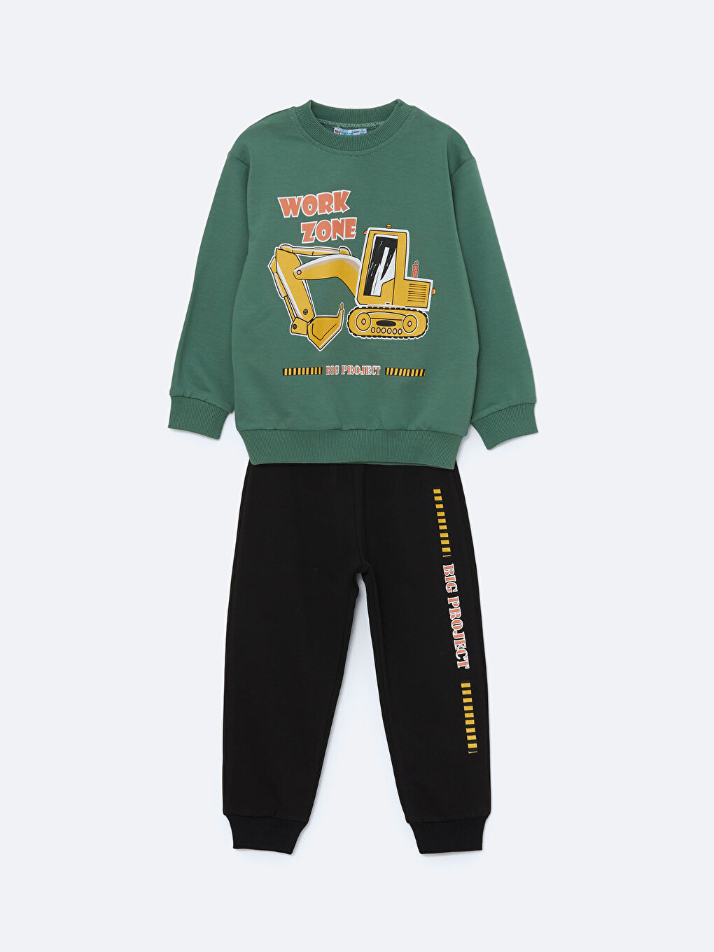 Haki Bisiklet Yaka Baskılı Erkek Bebek Eşofman Takım